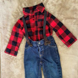 18 mos Carter's 3 Piece Outfit with Suspenders
